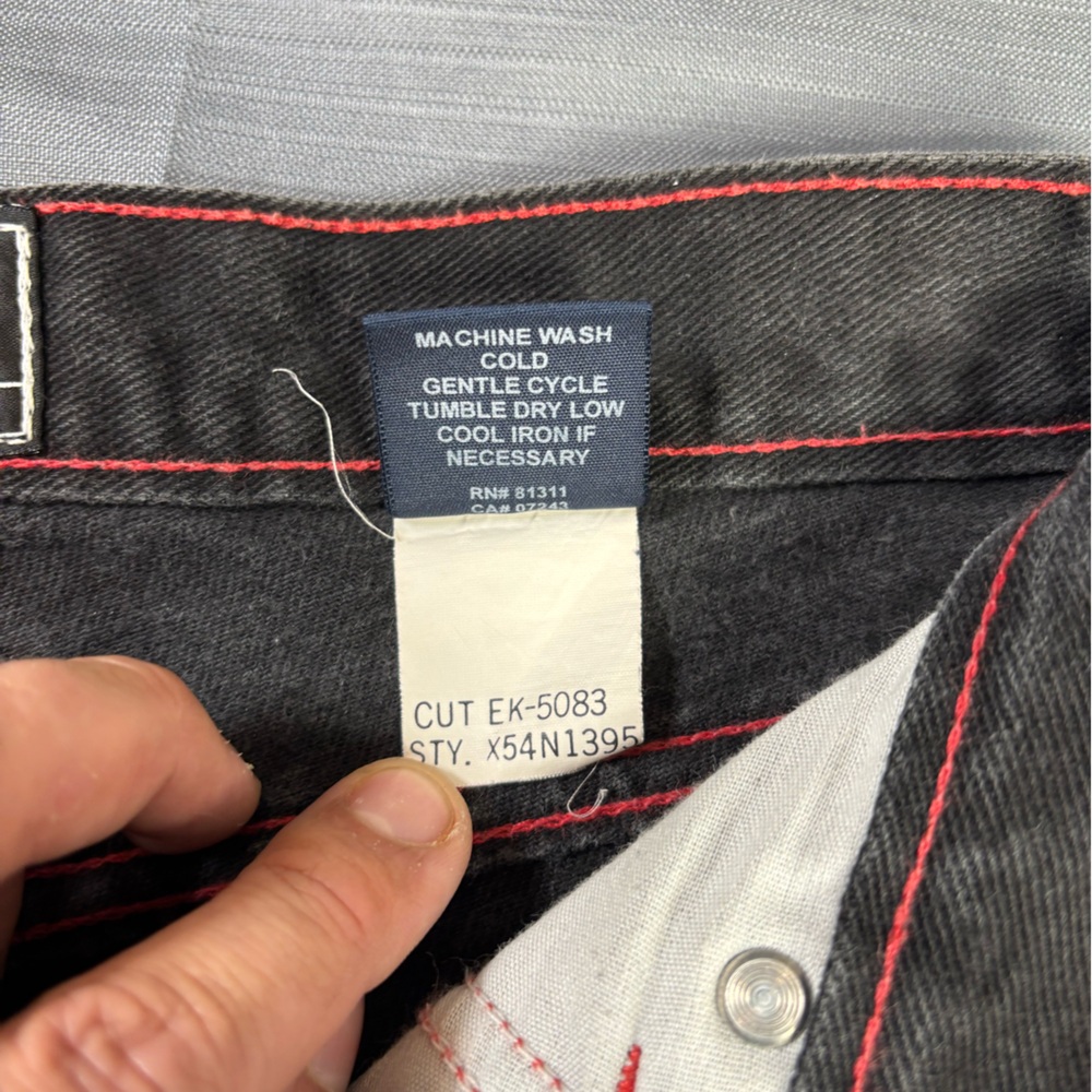 Ecko Unlimited Black Straight Leg Jeans with Red Stitching - Picture 7 of 10